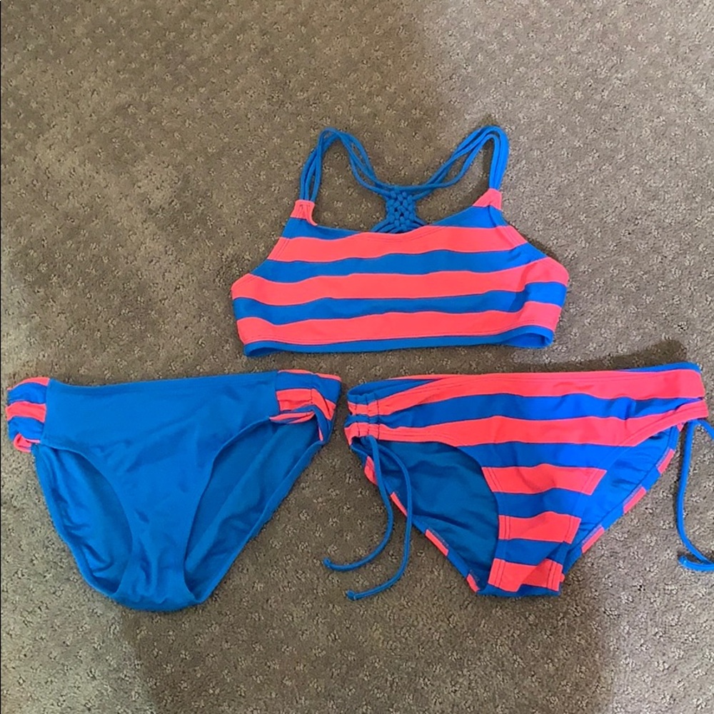 Justice pink and blue bikini (2 bottoms)